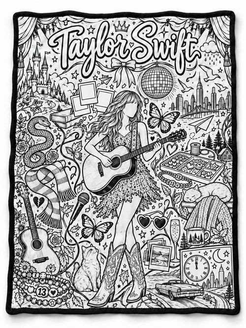 CozyScribbles™ Taylor Swift Coloring Blanket